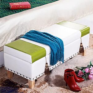 IisrAr Ottoman Moderne en Faux Cuir Rembourré avec Espace de Rangement Banc Repose-Pieds Tabouret à Chaussures pour Salon Chambre Entrée Couloir-Vert Fruit et Blanc 80x43x45cm(31x17x18inch) - Publicité