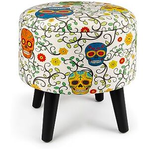 Excelsa Calavera Pouf avec conteneur, Structure en Bois avec revêtement extérieur en Velours, rembourré, diamètre 35,5 cm - Publicité