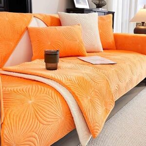 HLTQL Housse De Canapé 3 4 2 1 Place Angle sans Accoudoirs，Housse pour Canapé Relax，Couvre Canapé en Velour AntidéRapant，Protege Canape Matelassé(gorange,90x120cm) - Publicité