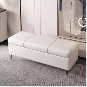 WIGSELBL Banc ottoman de rangement, banc de rangement rembourré en cuir synthétique, banc de lit avec charnière de sécurité, banc de rangement rectangulaire extra long pour salon (couleur : blanc, - Publicité