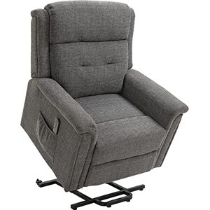 HOMCOM Fauteuil releveur électrique Fauteuil de Relaxation 2 Moteurs inclinable avec Repose-Pied et télécommande Position allongée jusqu'à 180 ° Tissu Polyester Aspect Lin Gris - Publicité