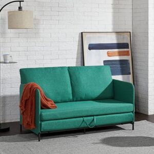 [en.casa] Canapé 2 Places Convertible Banquette Lit d'Appoint BZ Canapé-Lit Futon Divan pour Studio Salon Chambre d'Invité Acier Polyester 78 x 125 x 67 cm Vert - Publicité