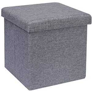 Bonlife Tabouret Pliant en Lin Pouf de Rangement Repose-Pied Cube Siège Petit Meuble de Rangement Pouf Carre Gris,30 X 30 X 30 CM - Publicité