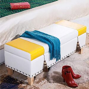 SAJMN Ottoman Moderne en Faux Cuir Rembourré avec Espace de Rangement Banc Repose-Pieds Tabouret à Chaussures pour Salon Chambre Entrée Couloir-Jaune et Blanc 80x43x40cm(31x17x16inch) - Publicité