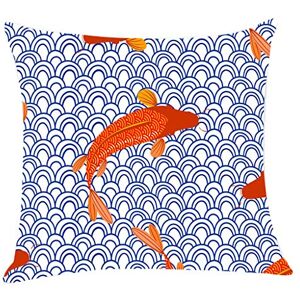 POPLY Maison Chine Poisson Housse De Coussin 45x45 Oriental Exotique Canapé Chaise Decoratif Pas Cher POPLY Taie Doreiller Cars Taie Doreiller Enfant Salon Fille Home Decoration Things Square Pillowcase - Publicité