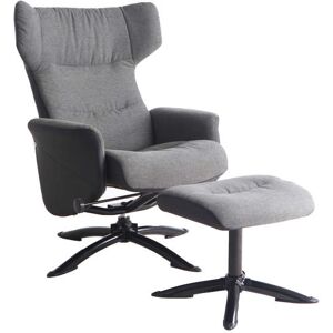 Conforama Fauteuil de relaxation + repose-pied KANSAS coloris gris en tissu/PU - Publicité