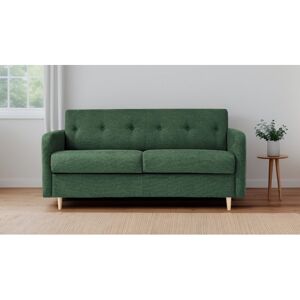 LILLE - Canape lit 3 places - Tweed - Couchage 140 x 190 cm - Largeur 180 cm Sommier doubles lattes larges Vert sapin