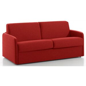 DELICE - Canape lit 3 places - Tissu tisse - Couchage 140 x 190 cm - Largeur 174 cm Sommier doubles lattes larges Rouge