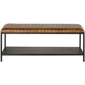 Maisons du Monde Banquette en métal noir et cuir de buffle marron - Publicité