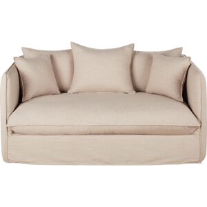 Maisons du Monde Canape 2 places en tissu beige effet lin