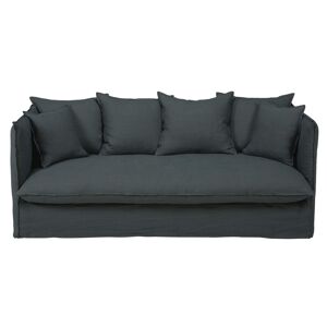 Maisons du Monde Canape 3/4 places en lin lave anthracite Gris 203x84x98cm