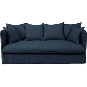 Maisons du Monde Canape convertible 3/4 places en lin froisse bleu nuit