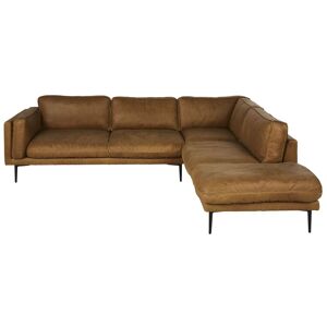 Maisons du Monde Canapé d'angle droit 3/4 places en cuir camel Marron 256x75x214cm