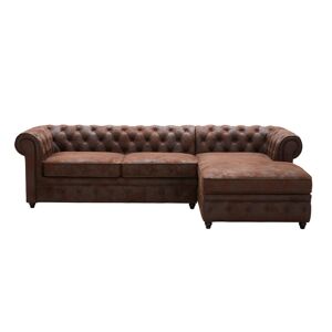 Maisons du Monde Canape d'angle droit convertible 5 places en suedine marron