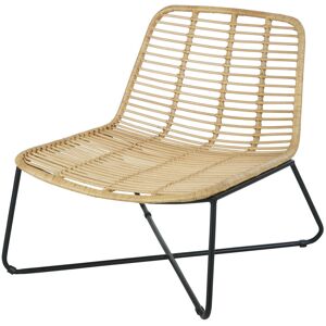 Maisons du Monde Fauteuil bas en rotin et metal noir Beige 67.5x68.5x74cm