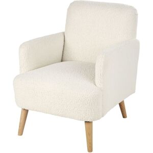 Maisons du Monde Fauteuil bouclettes blanches et pieds en bois de hetre