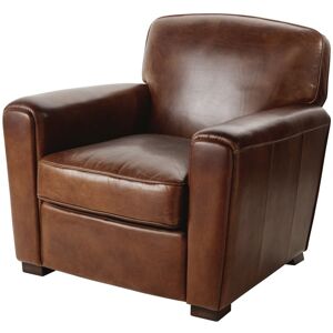 Maisons du Monde Fauteuil club en cuir marron effet vieilli