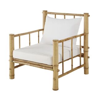 Maisons du Monde Fauteuil de jardin en bambou et coussins ecrus Beige 88x94x88cm