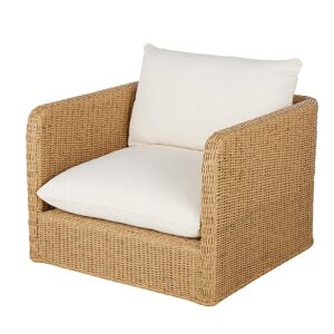 Maisons du Monde Fauteuil de jardin en resine recyclee imitation rotin et polyester recycle beige Blanc 90.5x81x90.5cm