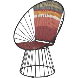 Maisons du Monde Fauteuil de jardin en resine tressee recyclee multicolore et fer noir Multicolore 75x102x66cm