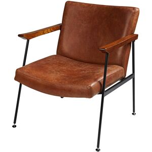 Maisons du Monde Fauteuil en cuir de vachette marron vieilli Marron 69x82x73cm