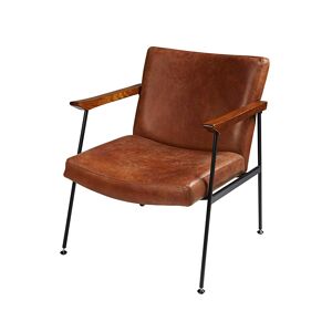 Maisons du Monde Fauteuil en cuir de vachette marron vieilli