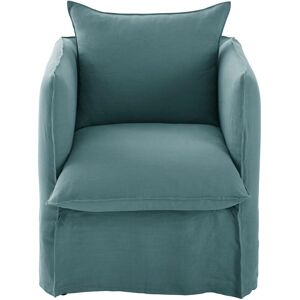 Maisons du Monde Fauteuil en lin froisse bleu celadon