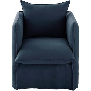 Maisons du Monde Fauteuil en lin froisse bleu nuit