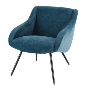 Maisons du Monde Fauteuil vintage en velours bleu et métal