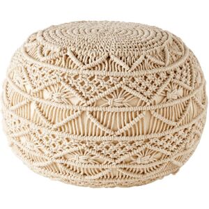 Maisons du Monde Pouf en coton macramé Beige 45x40x45cm