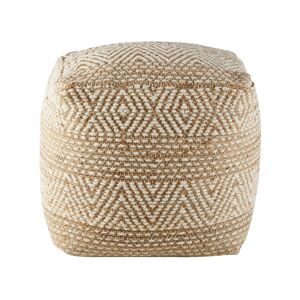 Maisons du Monde Pouf en jute et coton beige et blanc à motifs graphiques - Publicité