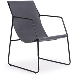 Menzzo Fauteuil métal noir et simili gris Gris 56x88x71cm