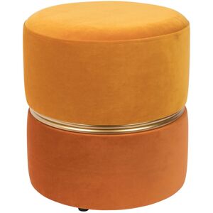 Mathi Design Tabouret pouf velours orange Jaune 36x40x36cm