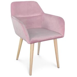 Menzzo Fauteuil scandinave velours rose Rose 58x82x60cm