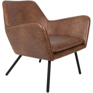 Mathi Design Fauteuil de salon aspect cuir vintage marron Marron 0x78x80cm