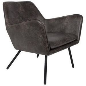 Mathi Design Fauteuil de salon aspect cuir vintage noir Gris 0x78x80cm