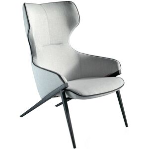 Angel Cerda Fauteuil tissu gris et pieds acier noir