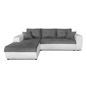Usinestreet Canapé d'angle gauche convertible bi-matière blanc/gris - Publicité