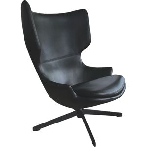 Mathi Design Fauteuil rotatif aspect cuir noir Noir 70x97x77cm