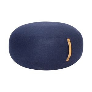 Hübsch Pouf en laine bleue avec poignée en cuir D70