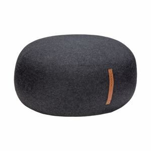 Hübsch Pouf en laine noir avec poignée en cuir Gris 75x35x75cm