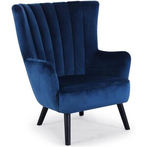 Menzzo Fauteuil scandinave en velours bleu - Publicité