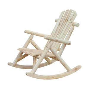 Outsunny Fauteuil de jardin rocking chair bois de pin Marron 106x70x26cm