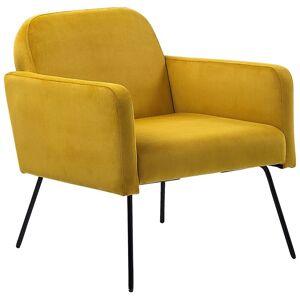 Beliani Fauteuil en velours jaune Jaune 72x77x76cm