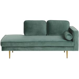 Beliani Chaise longue en velours vert menthe côte droit