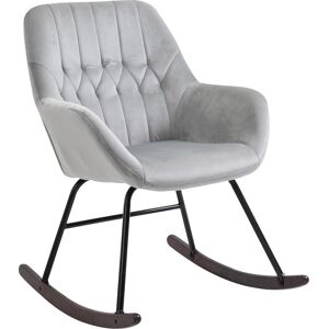 Homcom Fauteuil à bascule grand confort velours gris clair