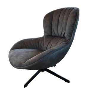 Mathi Design Fauteuil confortable en tissu gris Gris 90x90x85cm