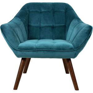 Rendez-Vous Déco Fauteuil en velours turquoise avec accoudoirs Bleu 83x76x74cm