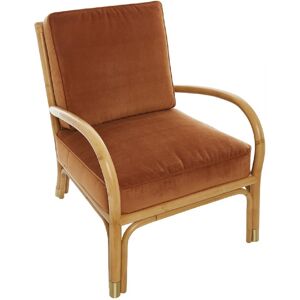 Kok Maison Fauteuil rotin et velours ocre Orange 123x80x83cm