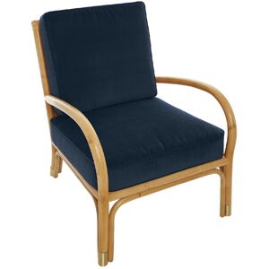 Kok Maison Fauteuil rotin et velours bleu Bleu 83x80x123cm